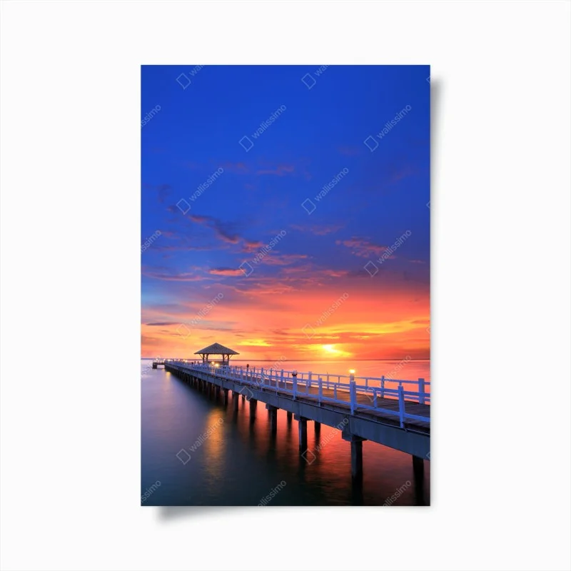 Poster molo al tramonto sul mare