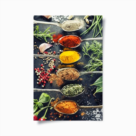 Poster vibrante composizione di spezie e erbe aromatiche • Wallissimo®