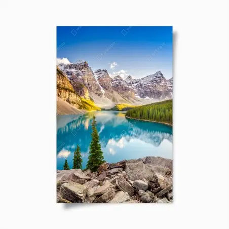 Poster riflessi turchesi di Moraine Lake al tramonto • Wallissimo®
