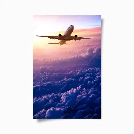 Poster volo al tramonto sopra le nuvole • Wallissimo®