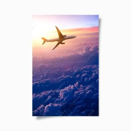 Poster tramonto in volo sopra le nuvole • Wallissimo®