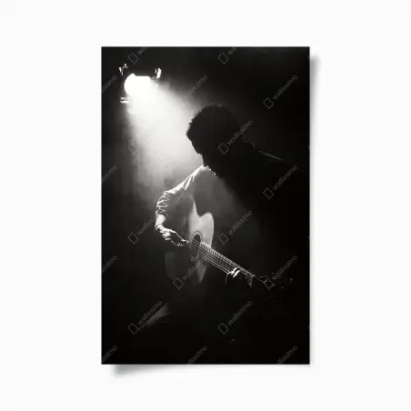 Poster silhouette del chitarrista in controluce • Wallissimo®