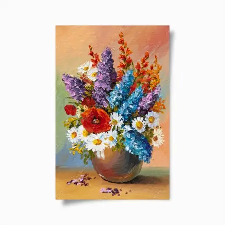 Poster bouquet vivace su sfondo pastello • Wallissimo®