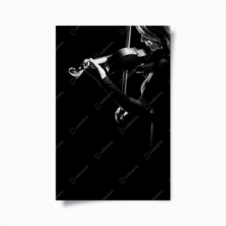 Poster violinista in controluce — arte in bianco e nero • Wallissimo®