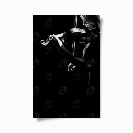 Poster violinista in controluce — arte in bianco e nero • Wallissimo®