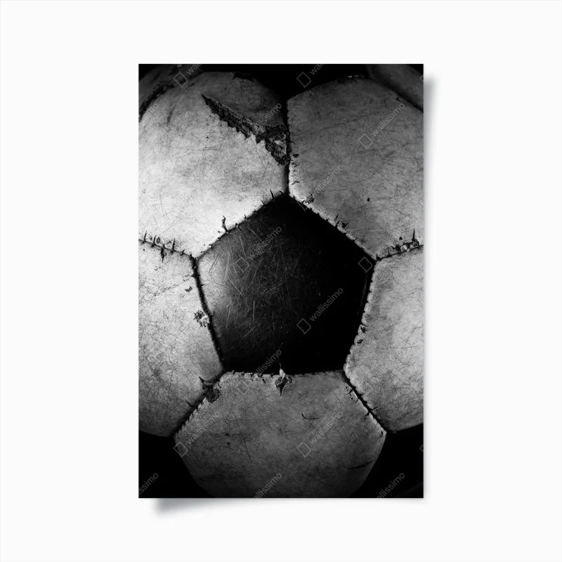 Poster dettaglio vintage di pallone da calcio in bianco e nero