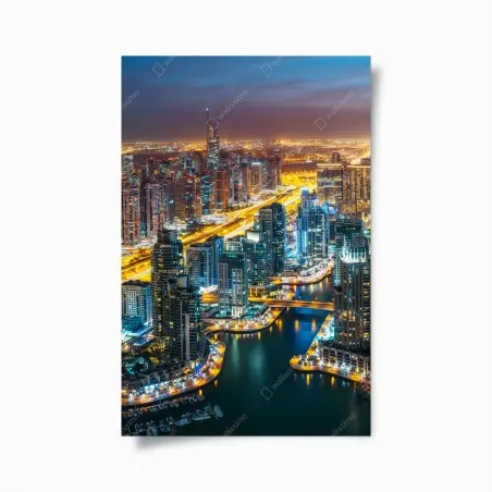 Poster vista notturna di Dubai Marina • Wallissimo®
