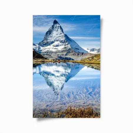 Poster riflesso del Cervino sul lago alpino • Wallissimo®