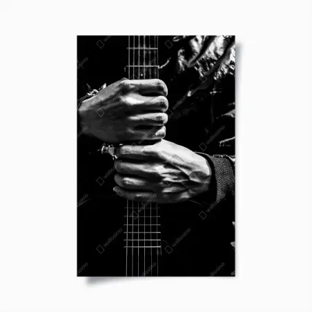 Poster stretta sulla chitarra in bianco e nero • Wallissimo®