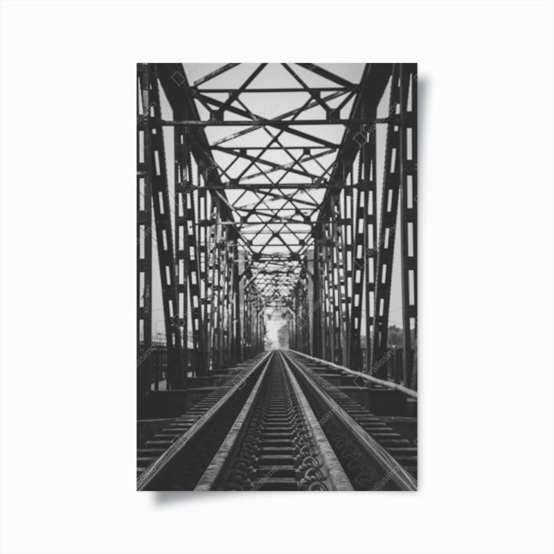 Poster ponte ferroviario in prospettiva monocromatica
