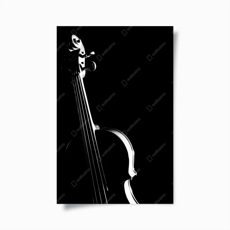 Poster elegante silhouette di violino su sfondo nero