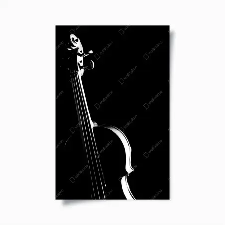 Poster elegante silhouette di violino su sfondo nero • Wallissimo®