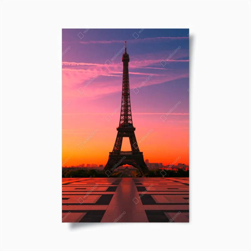 Poster tramonto sulla Torre Eiffel a Parigi