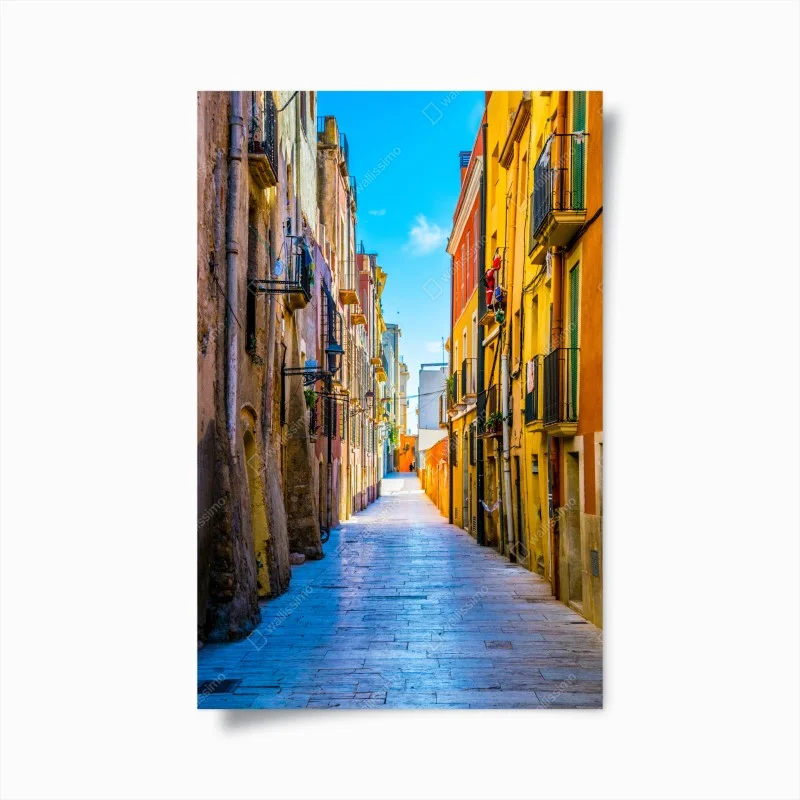 Poster scorcio di vicolo colorato al sole