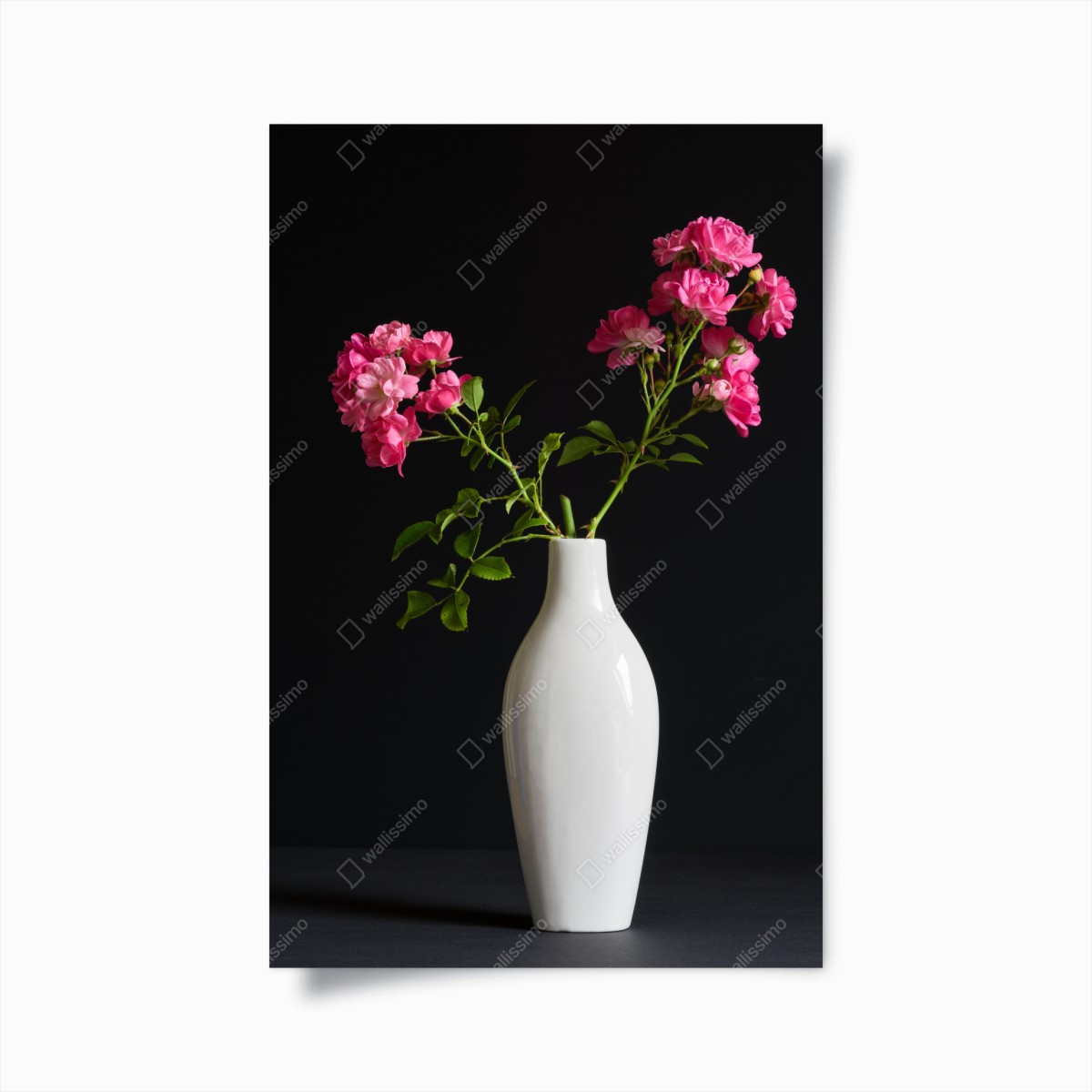 Poster bouquet rosa su vaso bianco • Wallissimo®