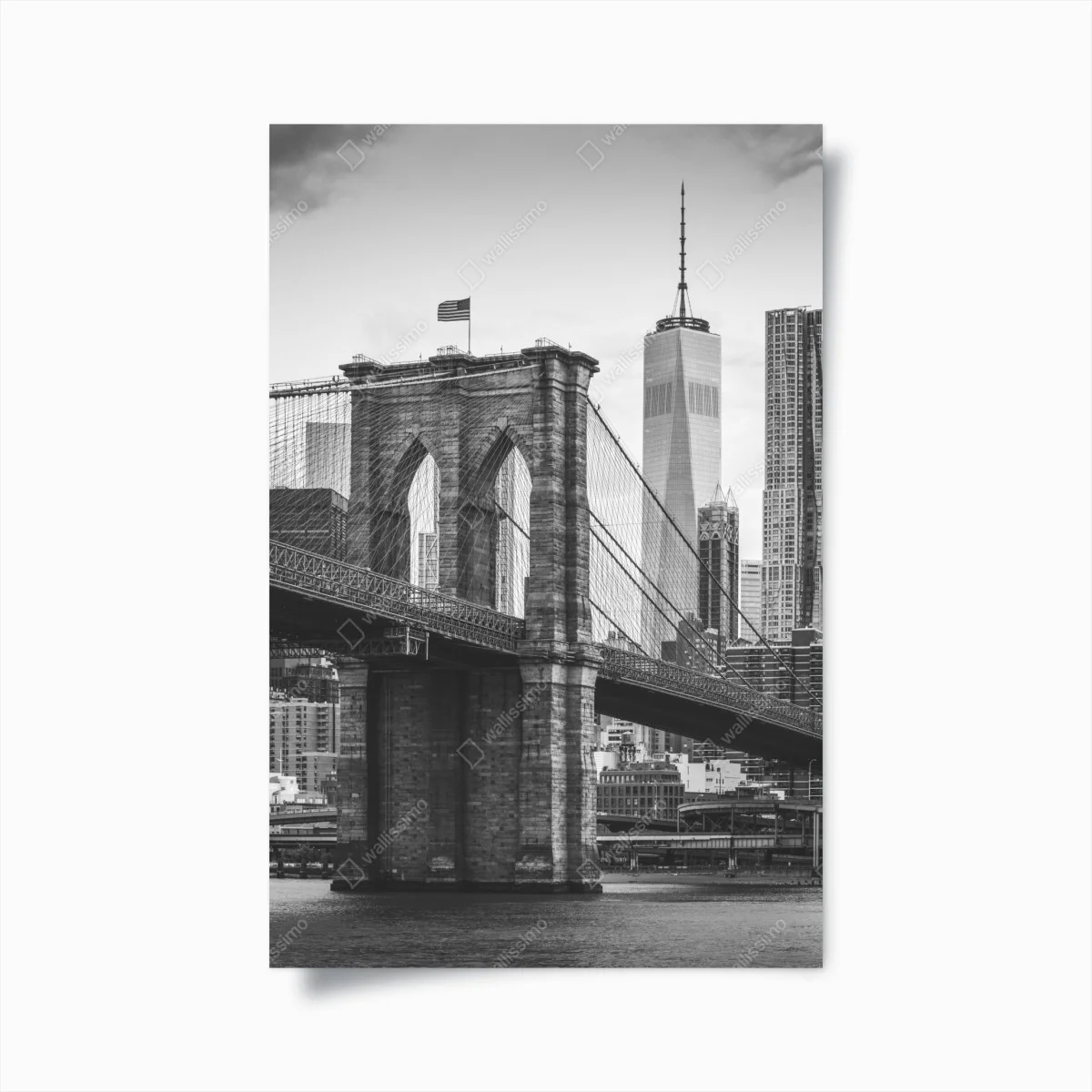 Poster ponte di Brooklyn e skyline di New York in bianco e nero • Wallissimo® Poster ponte di Brooklyn e skyline di New York in bianco e nero • Wallissimo®