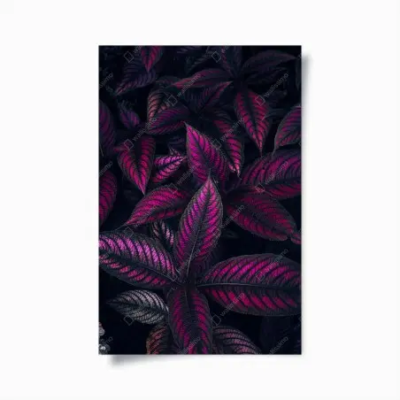 Poster motivo botanico con foglie magenta • Wallissimo®
