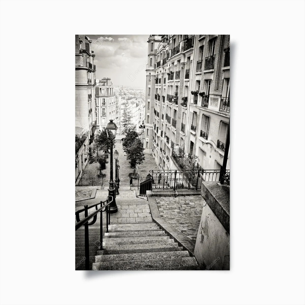Poster scalinata di Parigi in bianco e nero • Wallissimo® Poster scalinata di Parigi in bianco e nero • Wallissimo®