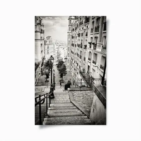 Poster scalinata di Parigi in bianco e nero • Wallissimo®