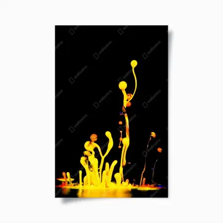 Poster esplosione di vernice gialla su sfondo nero • Wallissimo®