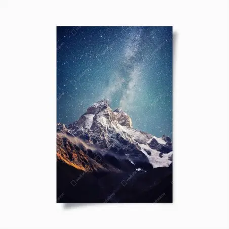Poster montagna Ushba sotto il cielo stellato • Wallissimo®