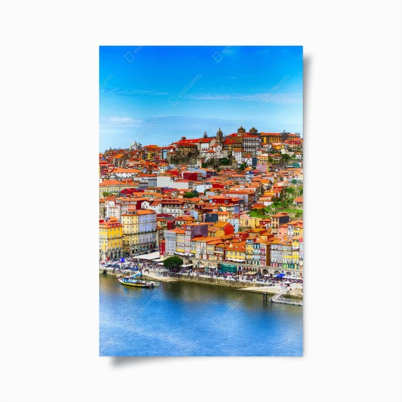 Poster panorama colorato di Porto sul fiume Douro