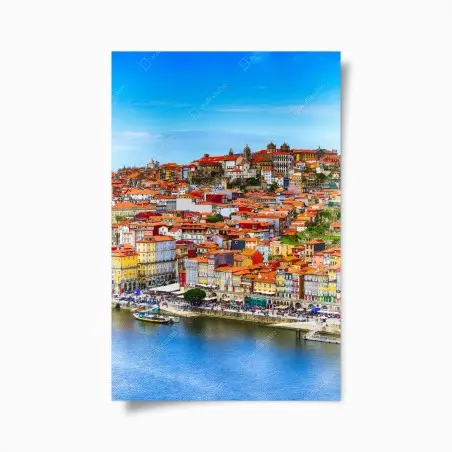 Poster panorama colorato di Porto sul fiume Douro • Wallissimo®