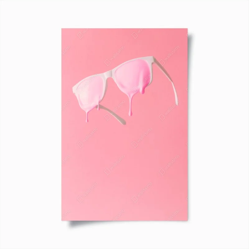 Poster occhiali bianchi con vernice rosa colante