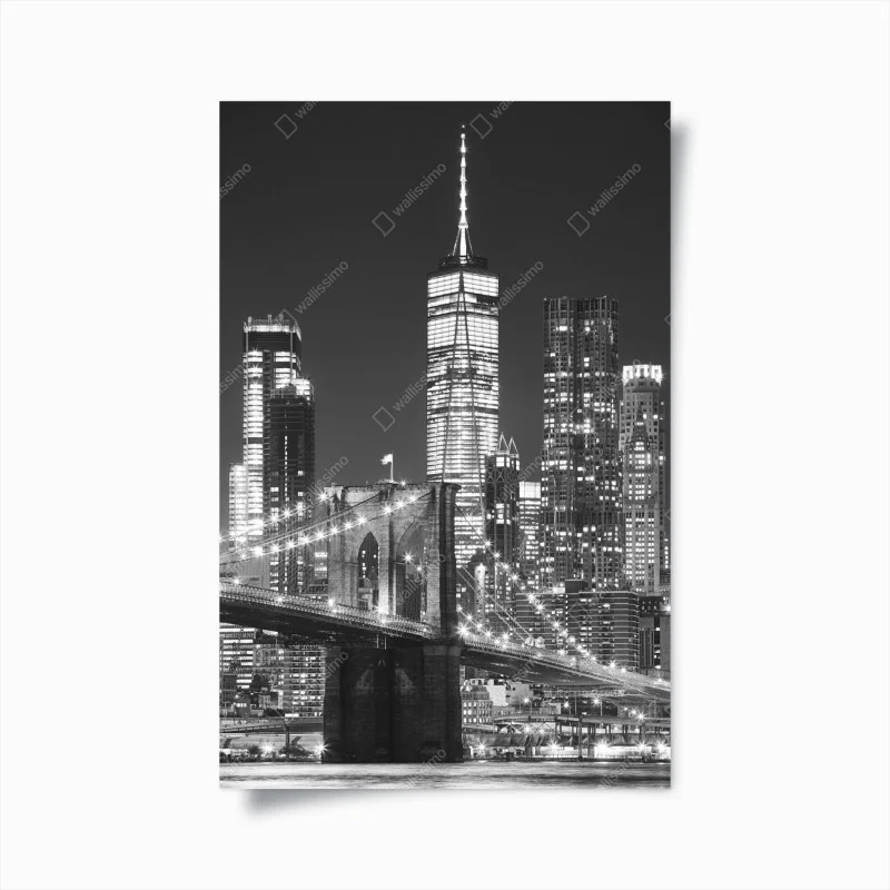 Poster notte sul ponte di Brooklyn e skyline di Manhattan • Wallissimo®