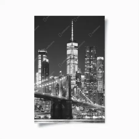 Poster notte sul ponte di Brooklyn e skyline di Manhattan • Wallissimo®