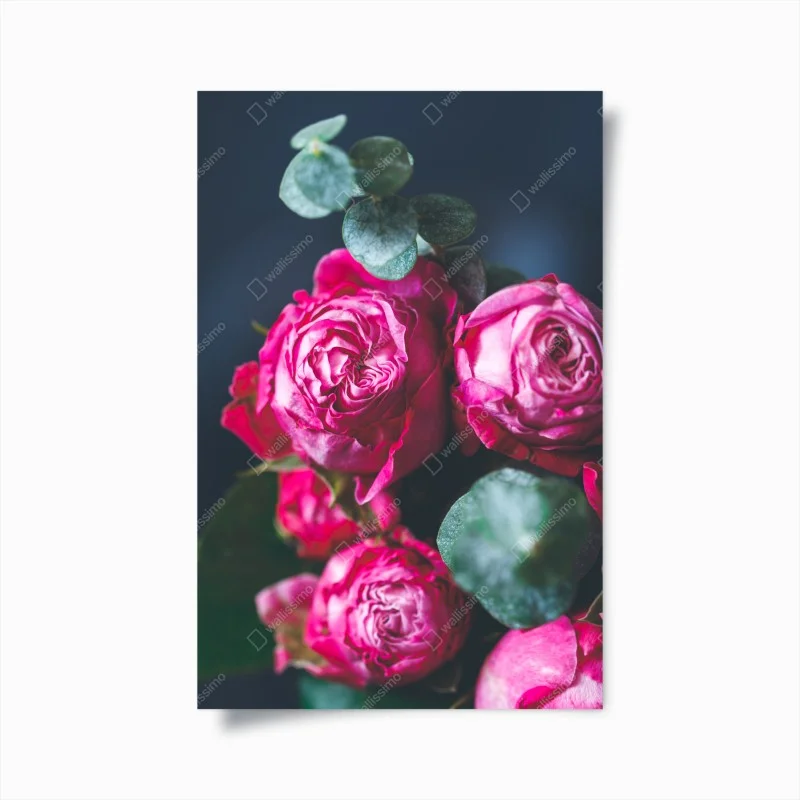 Poster bouquet di rose rosa in macro