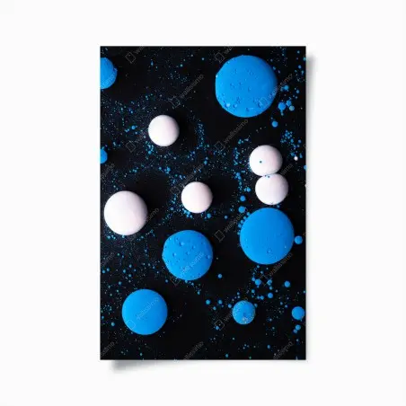 Poster motivo astratto blu e bianco a bolle • Wallissimo®