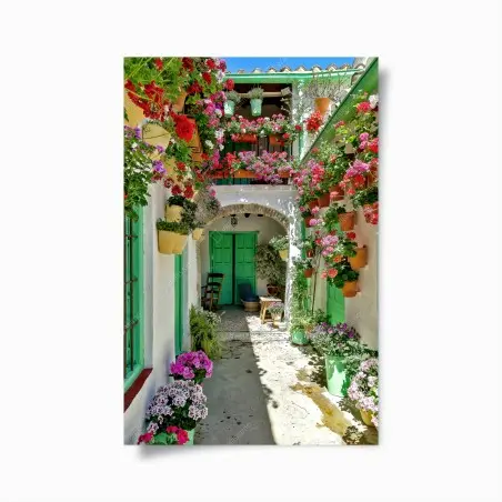 Poster angolo fiorito nel cortile • Wallissimo®