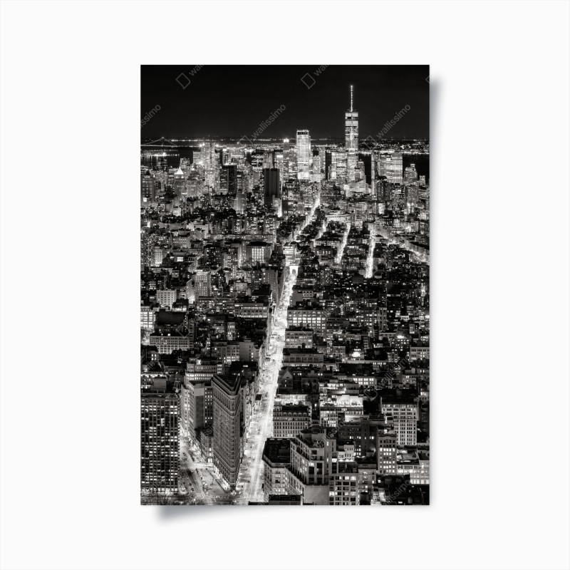 Poster skyline notturno di New York in bianco e nero