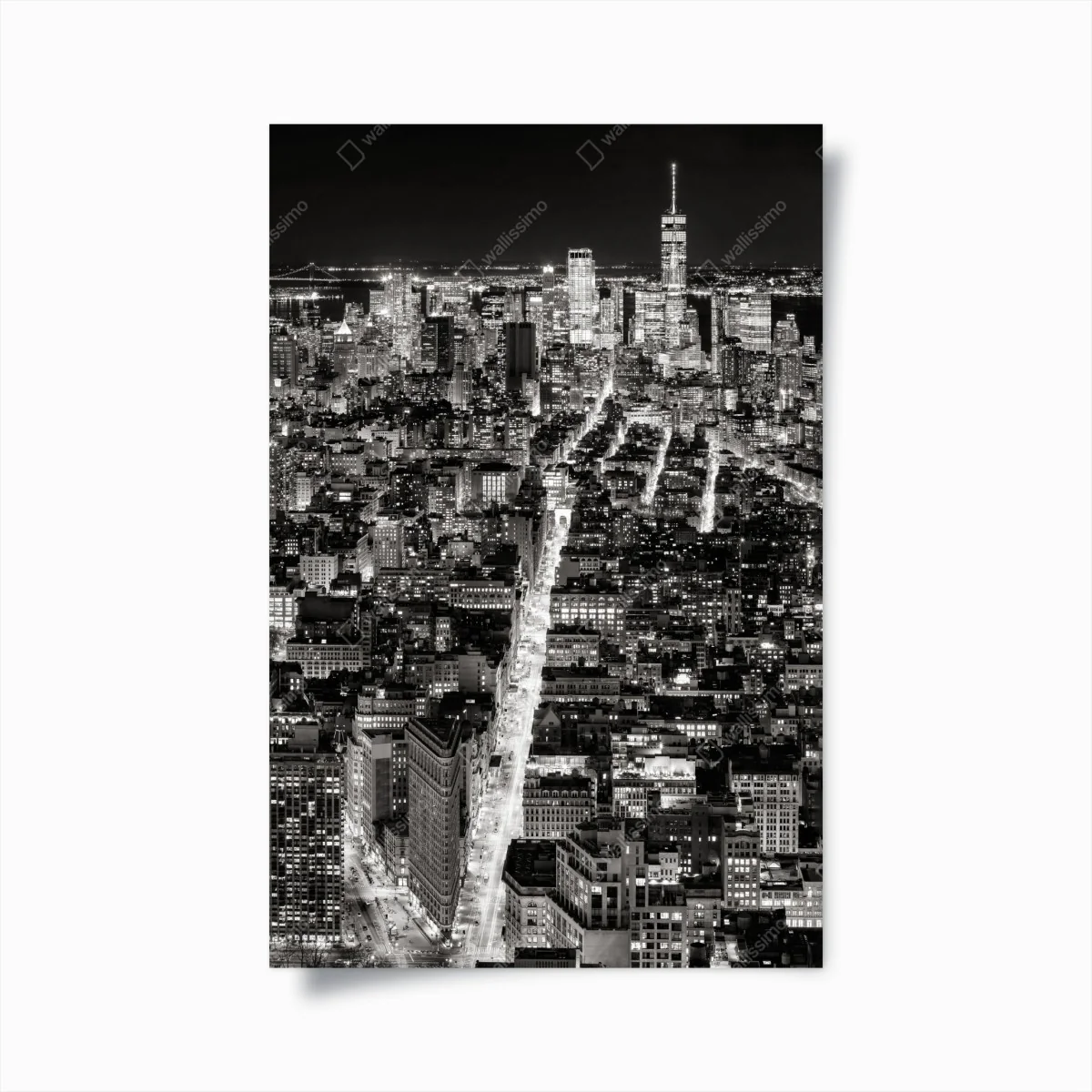 Poster skyline notturno di New York in bianco e nero • Wallissimo® Poster skyline notturno di New York in bianco e nero • Wallissimo®