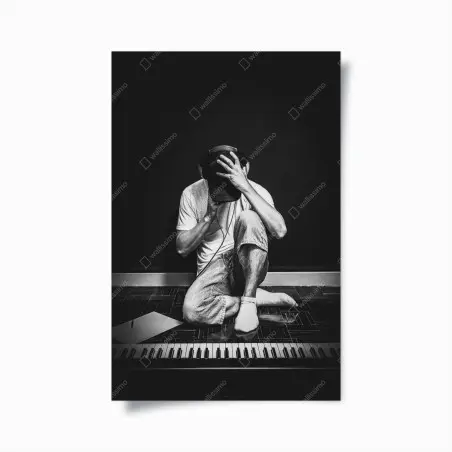 Poster introspezione musicale in bianco e nero • Wallissimo®