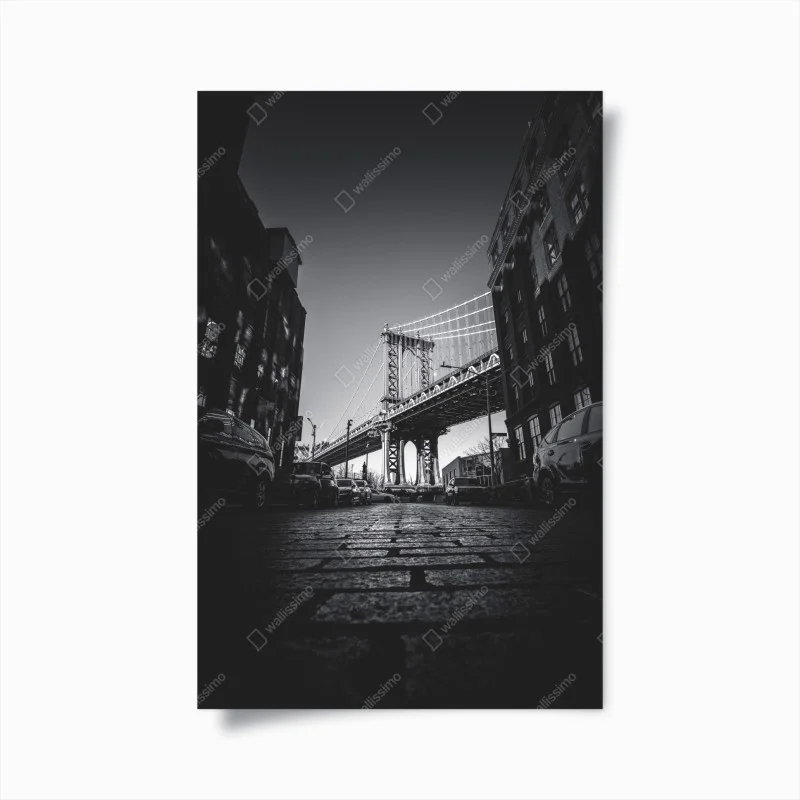 Poster panorama urbano sotto il ponte di Manhattan