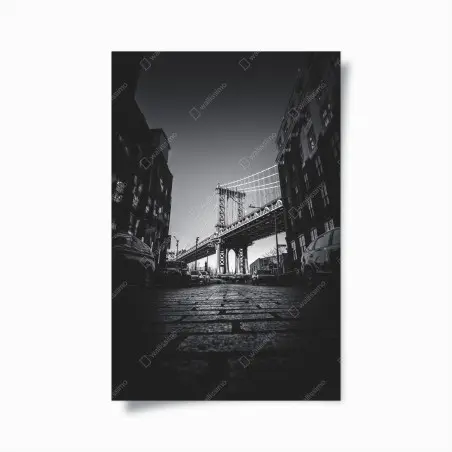 Poster panorama urbano sotto il ponte di Manhattan • Wallissimo®
