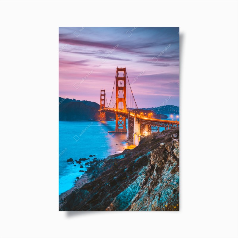 Poster tramonto sul Golden Gate: panorama sulla baia di San Francisco