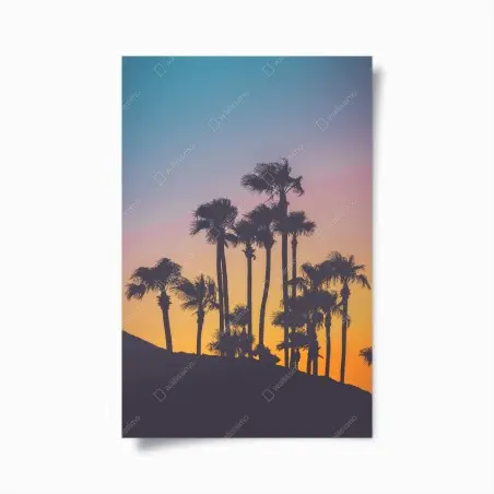 Poster tramonto tropicale in silhouette • Wallissimo®