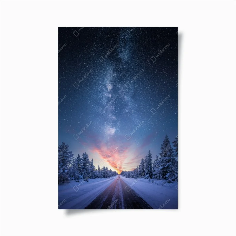 Poster strada verso la via lattea all'alba