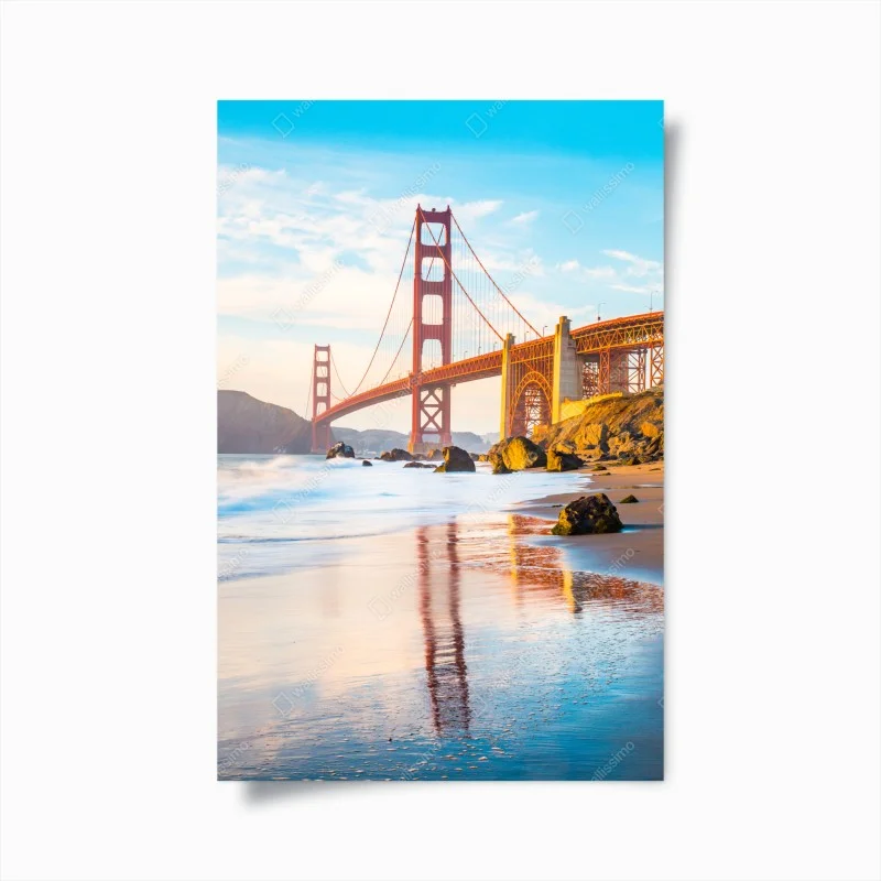 Poster tramonto dorato sul Golden Gate Bridge