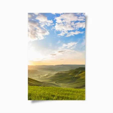 Poster alba dorata sulle colline verdi • Wallissimo®