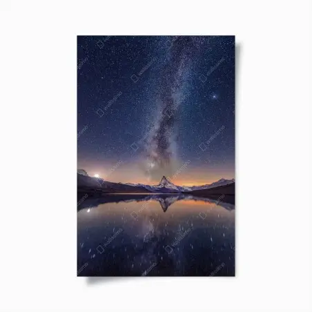 Poster via lattea e montagna riflessa • Wallissimo®