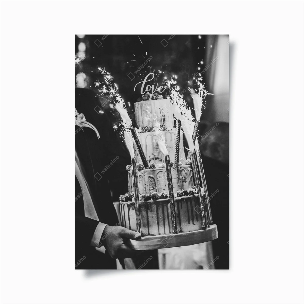 Poster torta nuziale romantica in bianco e nero • Wallissimo® Poster torta nuziale romantica in bianco e nero • Wallissimo®