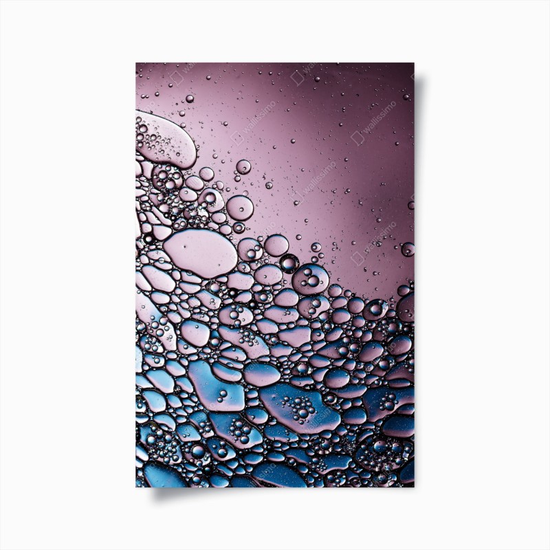 Poster composizione di bolle astratte in rosa e blu