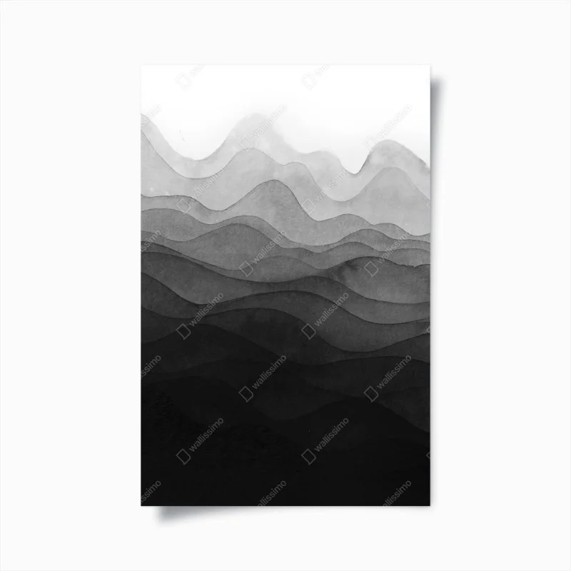 Poster paesaggio montano a strati in inchiostro