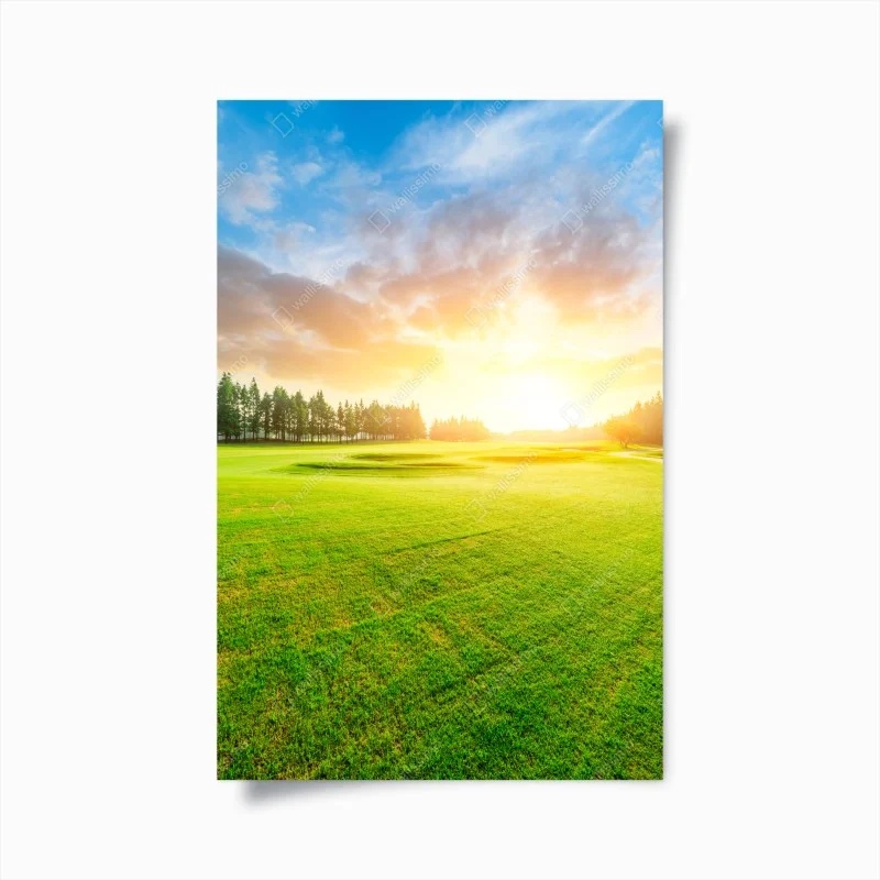 Poster tramonto sul campo verde