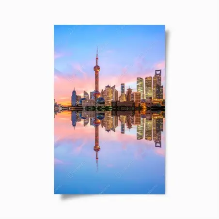 Poster orizzonte di Shanghai al tramonto • Wallissimo®