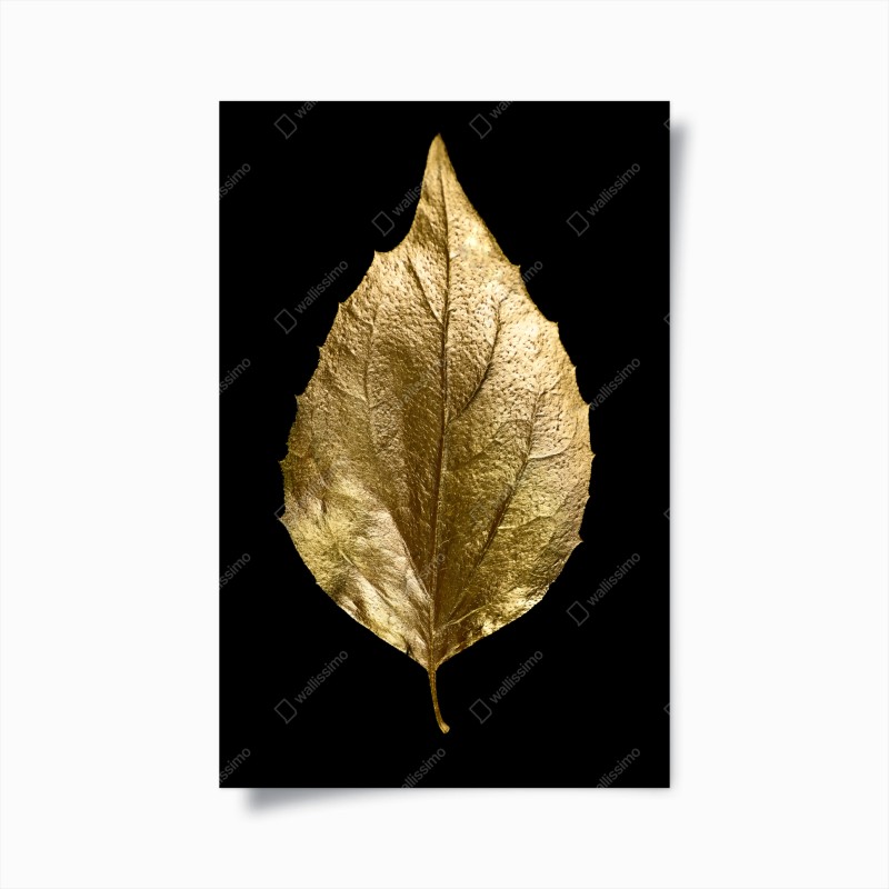 Poster foglia dorata su sfondo nero